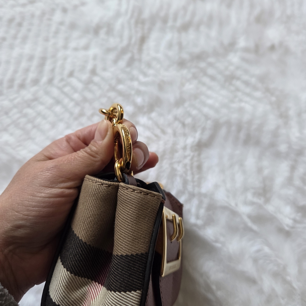 Burberry  Mini Bucket Tote Pink and Tan Bag with Gold Accents - Picture 14 of 16